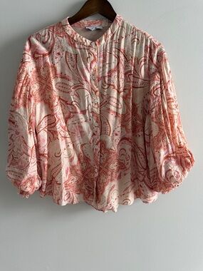 FATE Paisley Print Blouse Bell Sleeve Boho Lightweight Top Size Small